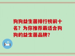 狗狗益生菌排行榜前十名？为你推荐最适合狗狗的益生菌品牌？