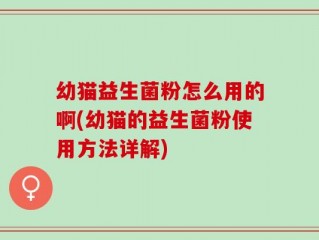 幼猫益生菌粉怎么用的啊(幼猫的益生菌粉使用方法详解)