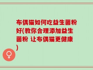 布偶猫如何吃益生菌粉好(教你合理添加益生菌粉 让布偶猫更健康)