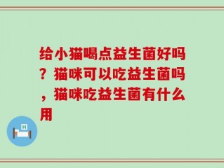 给小猫喝点益生菌好吗？猫咪可以吃益生菌吗，猫咪吃益生菌有什么用