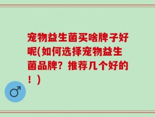 宠物益生菌买啥牌子好呢(如何选择宠物益生菌品牌？推荐几个好的！)
