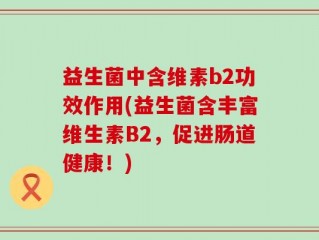 益生菌中含维素b2功效作用(益生菌含丰富维生素B2，促进肠道健康！)