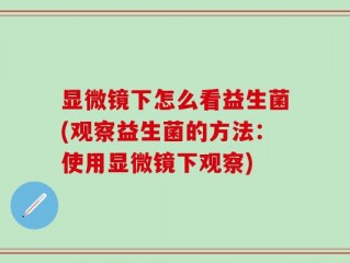 显微镜下怎么看益生菌(观察益生菌的方法：使用显微镜下观察)