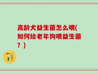 高龄犬益生菌怎么喂(如何给老年狗喂益生菌？)