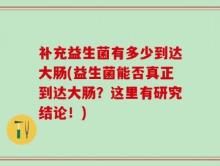 补充益生菌有多少到达大肠(益生菌能否真正到达大肠？这里有研究结论！)