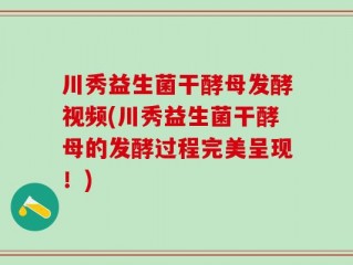 川秀益生菌干酵母发酵视频(川秀益生菌干酵母的发酵过程完美呈现！)