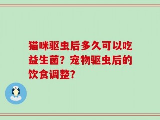 猫咪驱虫后多久可以吃益生菌？宠物驱虫后的饮食调整？