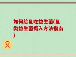 如何给鱼吃益生菌(鱼类益生菌摄入方法指南)