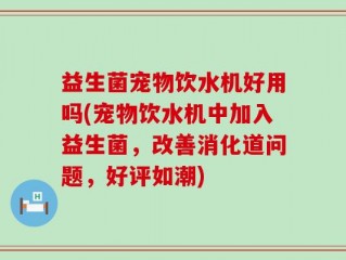 益生菌宠物饮水机好用吗(宠物饮水机中加入益生菌，改善消化道问题，好评如潮)