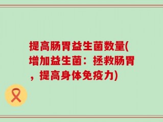 提高肠胃益生菌数量(增加益生菌：拯救肠胃，提高身体免疫力)