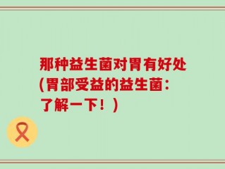 那种益生菌对胃有好处(胃部受益的益生菌：了解一下！)