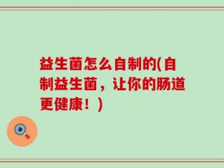益生菌怎么自制的(自制益生菌，让你的肠道更健康！)