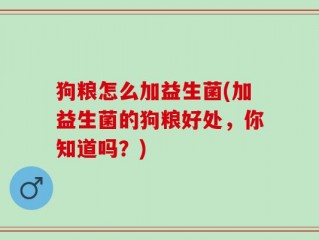 狗粮怎么加益生菌(加益生菌的狗粮好处，你知道吗？)