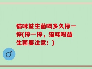 猫咪益生菌喝多久停一停(停一停，猫咪喝益生菌要注意！)