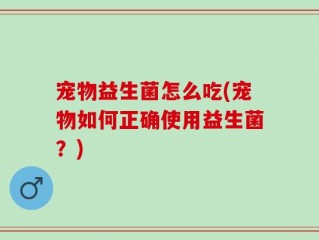宠物益生菌怎么吃(宠物如何正确使用益生菌？)