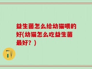 益生菌怎么给幼猫喂的好(幼猫怎么吃益生菌最好？)