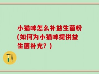 小猫咪怎么补益生菌粉(如何为小猫咪提供益生菌补充？)
