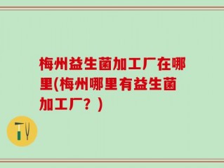 梅州益生菌加工厂在哪里(梅州哪里有益生菌加工厂？)