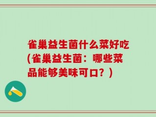 雀巢益生菌什么菜好吃(雀巢益生菌：哪些菜品能够美味可口？)