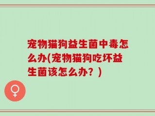 宠物猫狗益生菌中毒怎么办(宠物猫狗吃坏益生菌该怎么办？)