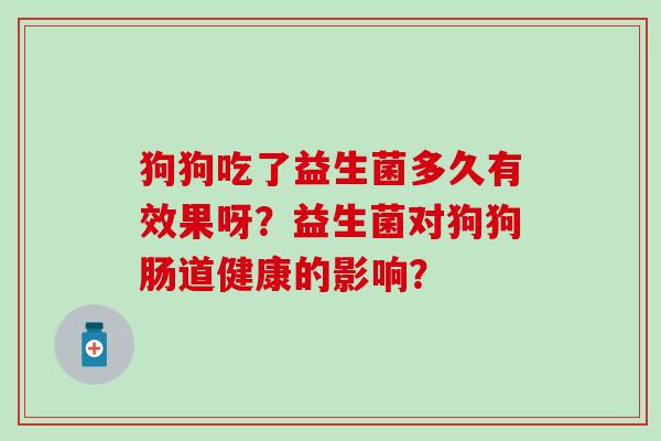 狗狗吃了益生菌多久有效果呀?益生菌对狗狗肠道健康的影响? 狗狗吃了益生菌多久有效果呀?益生菌对狗狗肠道健康的影响?