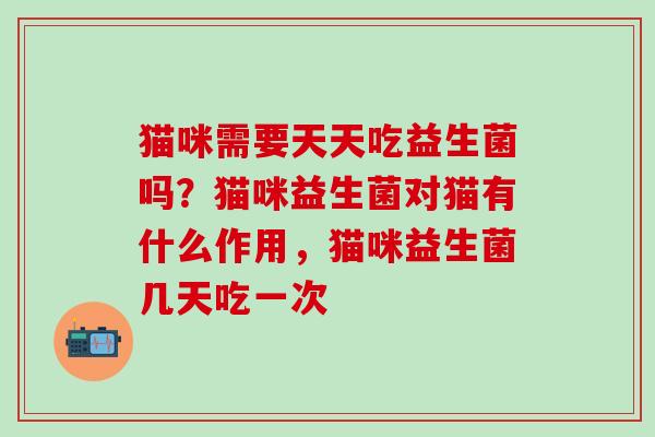 猫咪需要天天吃益生菌吗?猫咪益生菌对猫有什么作用,猫咪益生菌几天吃一次 猫咪需要天天吃益生菌吗?猫咪益生菌对猫有什么作用,猫咪益生菌几天吃一次