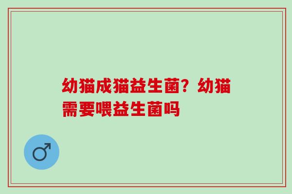 幼猫成猫益生菌？幼猫需要喂益生菌吗