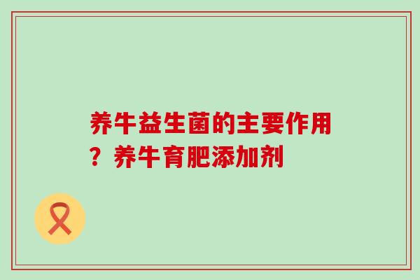 养牛益生菌的主要作用？养牛育肥添加剂