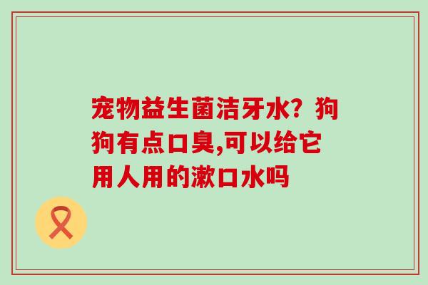宠物益生菌洁牙水?狗狗有点,可以给它用人用的漱口水吗 宠物益生菌洁牙水?狗狗有点,可以给它用人用的漱口水吗
