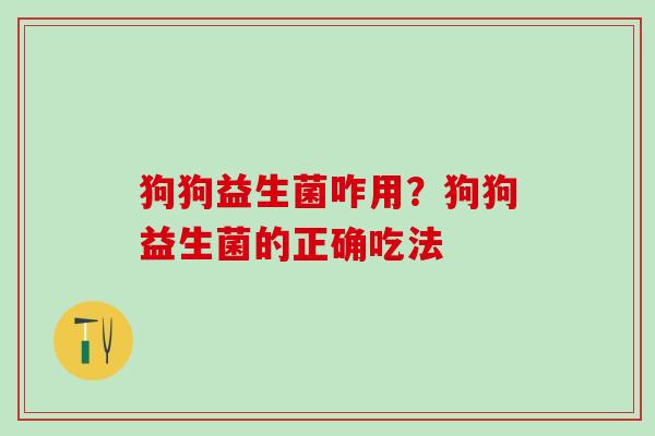 狗狗益生菌咋用?狗狗益生菌的正确吃法 狗狗益生菌咋用?狗狗益生菌的正确吃法