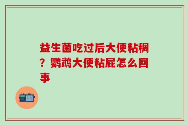 益生菌吃过后大便粘稠?鹦鹉大便粘屁怎么回事 益生菌吃过后大便粘稠?鹦鹉大便粘屁怎么回事