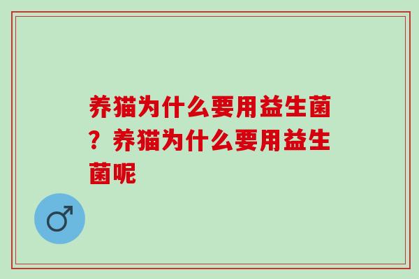 养猫为什么要用益生菌?养猫为什么要用益生菌呢 养猫为什么要用益生菌?养猫为什么要用益生菌呢