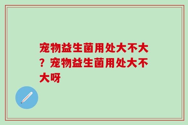 宠物益生菌用处大不大？宠物益生菌用处大不大呀