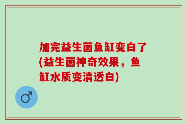 加完益生菌鱼缸变白了(益生菌神奇效果，鱼缸水质变清透白)