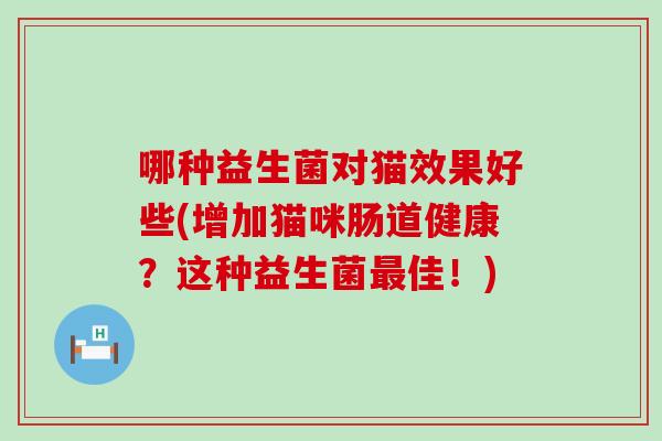 哪种益生菌对猫效果好些(增加猫咪肠道健康？这种益生菌佳！)