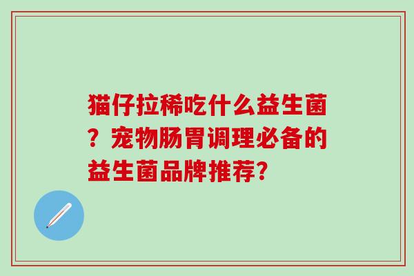 猫仔拉稀吃什么益生菌?宠物肠胃调理必备的益生菌品牌推荐? 猫仔拉稀吃什么益生菌?宠物肠胃调理必备的益生菌品牌推荐?