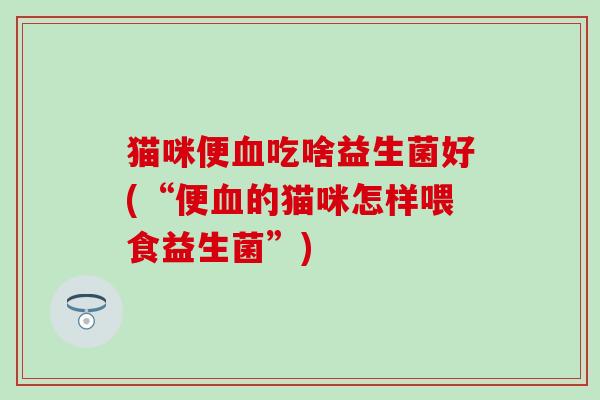 猫咪便吃啥益生菌好(“便的猫咪怎样喂食益生菌”)