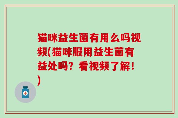猫咪益生菌有用么吗视频(猫咪服用益生菌有益处吗?看视频了解!) 猫咪益生菌有用么吗视频(猫咪服用益生菌有益处吗?看视频了解!)