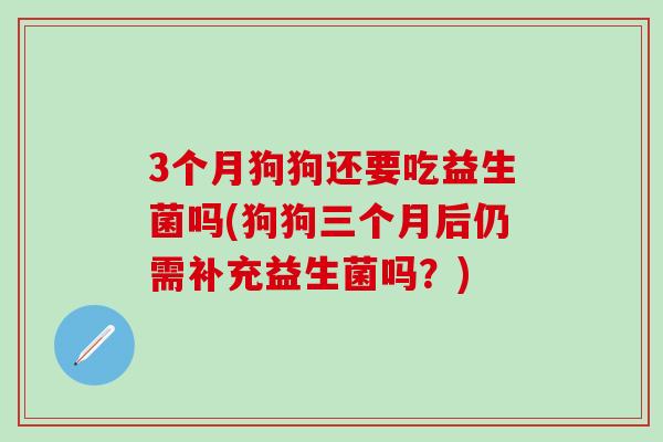 3个月狗狗还要吃益生菌吗(狗狗三个月后仍需补充益生菌吗？)