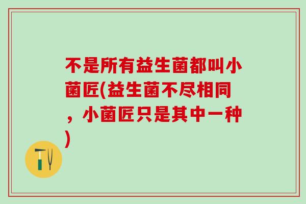 不是所有益生菌都叫小菌匠(益生菌不尽相同，小菌匠只是其中一种)