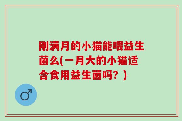 刚满月的小猫能喂益生菌么(一月大的小猫适合食用益生菌吗?) 刚满月的小猫能喂益生菌么(一月大的小猫适合食用益生菌吗?)