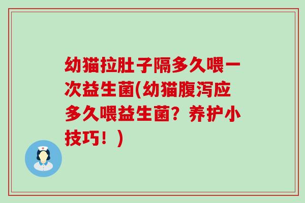 幼猫拉肚子隔多久喂一次益生菌(幼猫应多久喂益生菌?养护小技巧!) 幼猫拉肚子隔多久喂一次益生菌(幼猫应多久喂益生菌?养护小技巧!)