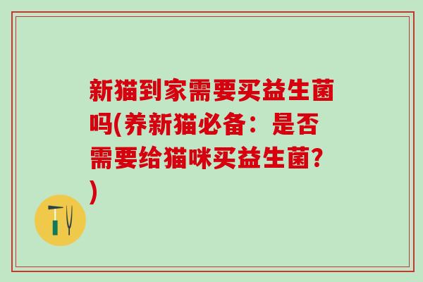 新猫到家需要买益生菌吗(养新猫必备：是否需要给猫咪买益生菌？)
