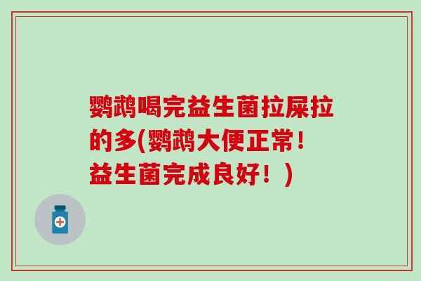 鹦鹉喝完益生菌拉屎拉的多(鹦鹉大便正常！益生菌完成良好！)
