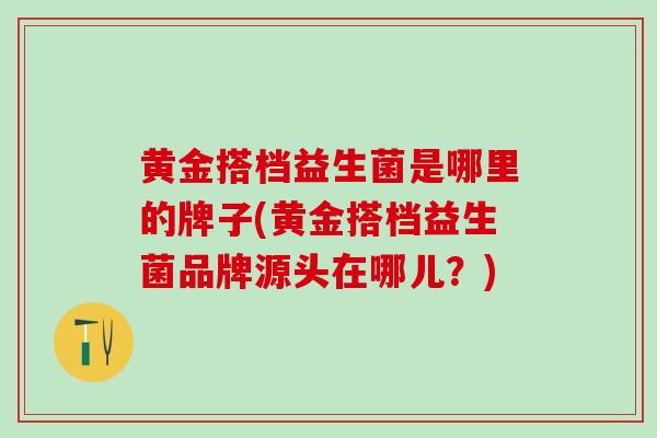 黄金搭档益生菌是哪里的牌子(黄金搭档益生菌品牌源头在哪儿？)