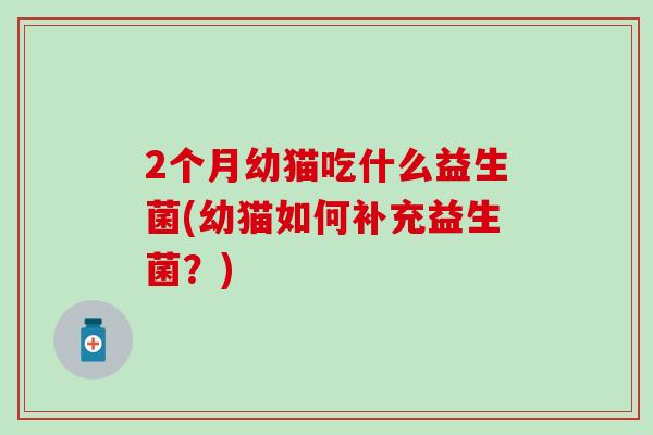 2个月幼猫吃什么益生菌(幼猫如何补充益生菌？)