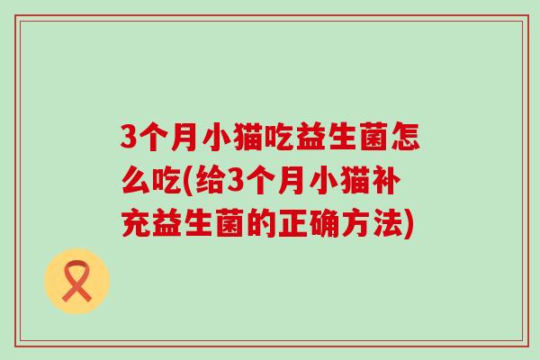 3个月小猫吃益生菌怎么吃(给3个月小猫补充益生菌的正确方法)