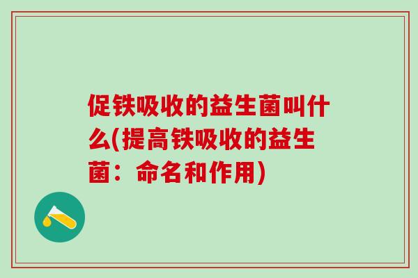 促铁吸收的益生菌叫什么(提高铁吸收的益生菌:命名和作用) 促铁吸收的益生菌叫什么(提高铁吸收的益生菌:命名和作用)