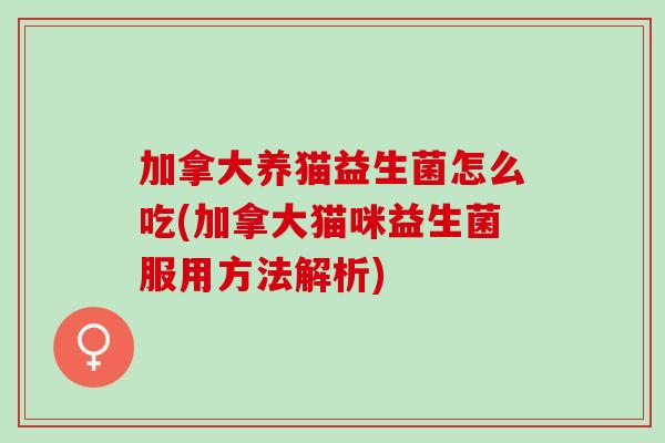 加拿大养猫益生菌怎么吃(加拿大猫咪益生菌服用方法解析)