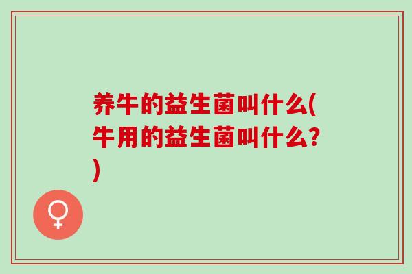 养牛的益生菌叫什么(牛用的益生菌叫什么？)